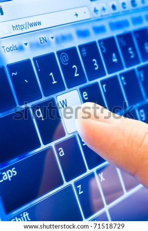 typing on touch screen virtual keyboard Royalty-Free Stock Photo #71518729