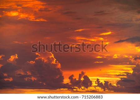 Orange and gold  colors in  sunset sky.