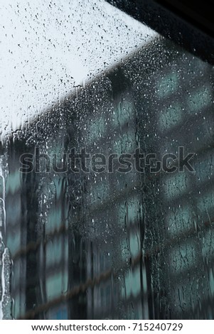 Rain / Water drop of rain on glass with outdoor background