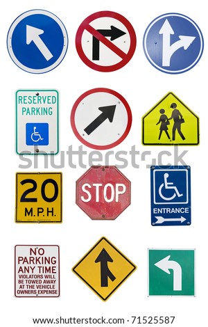 Montage of Numerous Traffic Control Signs and Signals