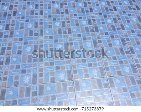Blue tile ceramic floor background