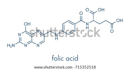 Vitamin B9 (folic acid) molecule. Skeletal formula. Royalty-Free Stock Photo #715352518