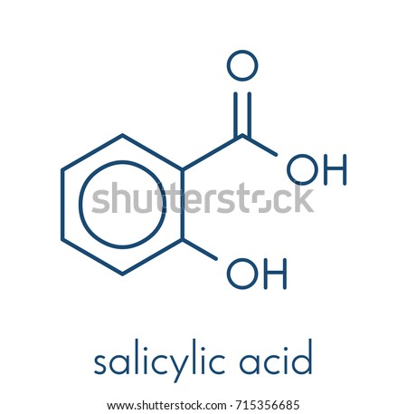 Salicylic acid molecule. Used in cosmetics, in dermatological medicines, etc. Skeletal formula. Royalty-Free Stock Photo #715356685