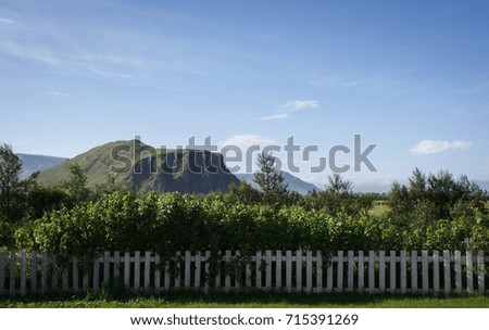 Picturesque landscape view on the mountain in Hvolsvöllur. Iceland. Backgrounds.