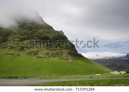 Picturesque view in Iceland near the glacier Eyjafjallajökull. Backgrounds.