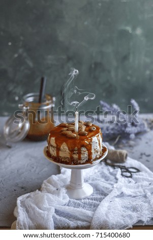 Carrot cakes with smoke candle