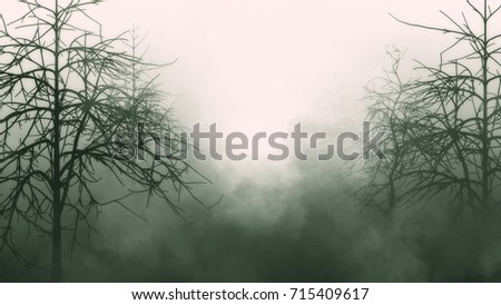 Old deep forest, scary trees, mystic grunge halloween background.3d rendering.
