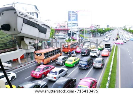 CCTV and traffic.A Picture show traffic traffic jam in Thailand.