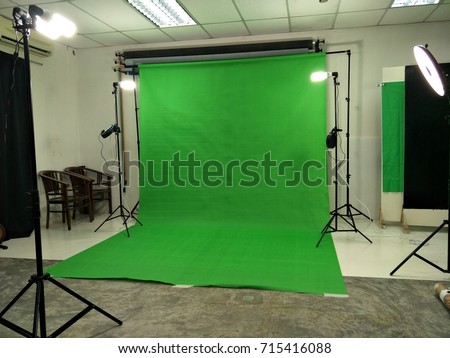 Green screen setup in studio