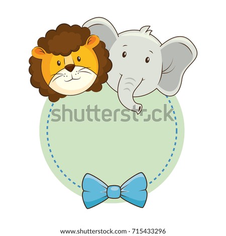 cute elephant with lion card