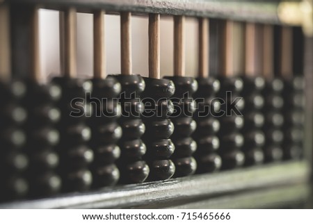 Abacus device in Chinese ancient calculator.