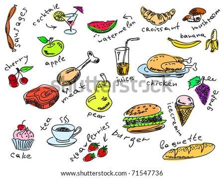 Handdrawn food doodles Vector. Visit my portfolio for big collection of doodles
