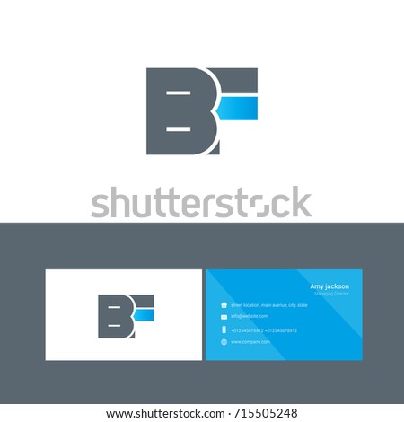 B F joint logo bold letter design with business card template