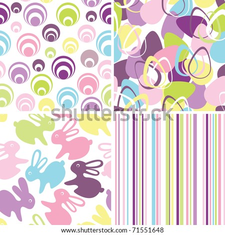 Easter set with seamless backgrounds