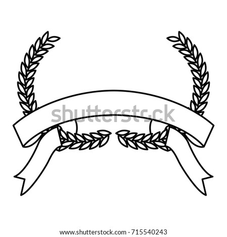 monochrome olive branches bow and ribbon on bottom vector illustration