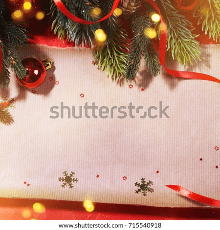 Holiday background, greeting card for Christmas and New Year