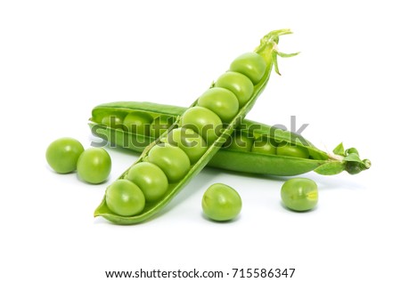 fresh green peas isolated on a white background Royalty-Free Stock Photo #715586347
