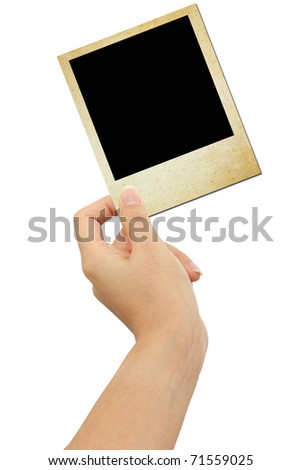 Isolated: card blank with hand on white backgroud