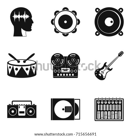Music icons set. Simple set of 9 music vector icons for web isolated on white background