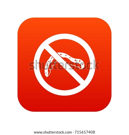 No caterpillar sign icon digital red for any design isolated on white vector illustration