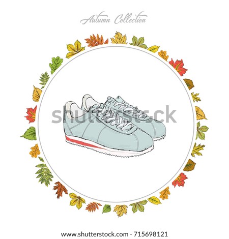 Sneakers. Hand draw shoes. Vector illustration.