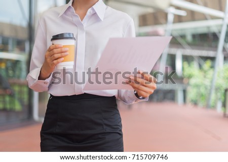 modern business woman look at document for working, business concept