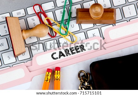 Career concept. Folder Register on Background of Computer Keyboard