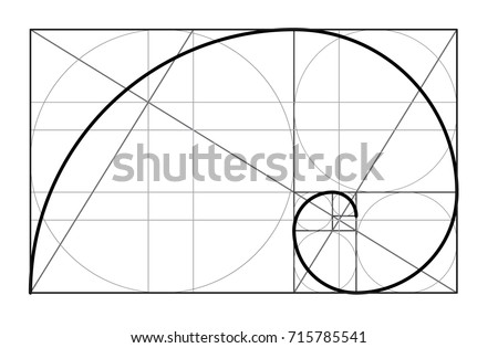 Minimalistic style design. Golden ratio. Geometric shapes.  Circles in golden proportion. Futuristic design.  Logo. Vector icon. Abstract vector background.  Royalty-Free Stock Photo #715785541