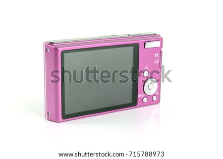 Pink Compact Digital Camera isolated on white Background