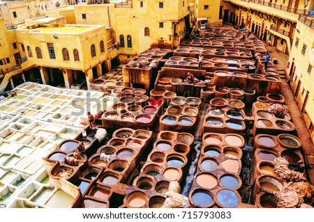 Tanneries, Medina of Fez, Morocco Royalty-Free Stock Photo #715793083