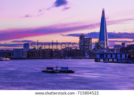 Cityscape of London during sunset