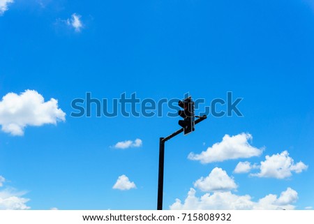 Beautiful and Amazing.Blue sky with clouds and Traffic lights for background