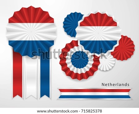 Set of Netherlands Flag in different shape of ribbons, Flag banners vector for decoration, insignia vector
