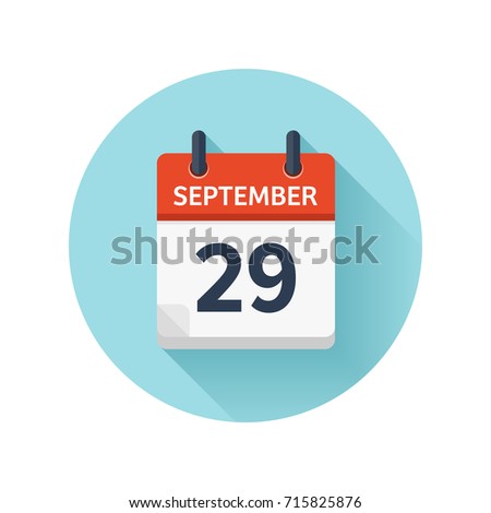September 29. Vector flat daily calendar icon. Date and time, day, month. Holiday. Season.