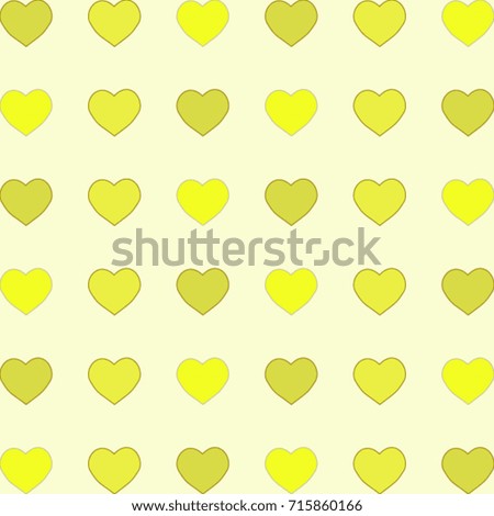 Seamless Background Pattern. Element of design. Colored hearts on a Yellow background