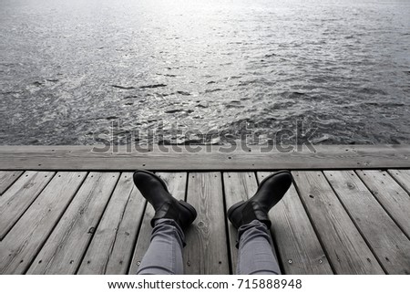 On the pier / Nice view of calm sea surface 