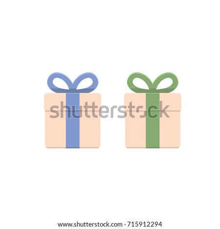 Present boxes decorated with ribbons collection. Flat design style vector illustration.