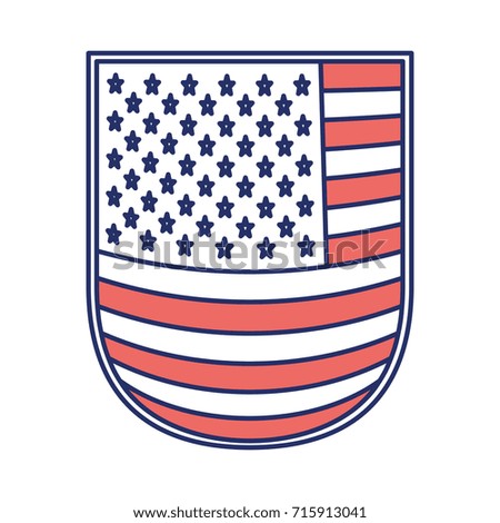 shield with flag united states of america color sections silhouette on white background vector illustration