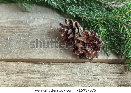 Christmas decorations on a wooden background