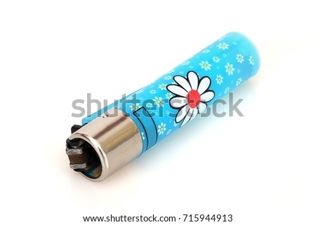 Multi-colored plastic lighter isolated on a white background