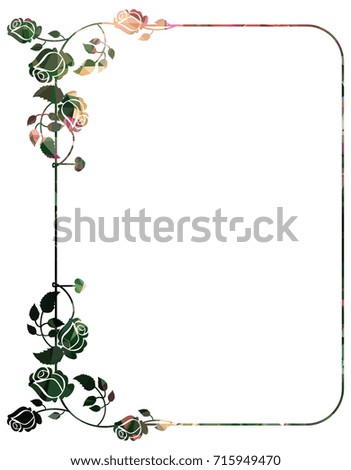 Mosaic frame with stylized roses silhouettes.Raster clip art.
