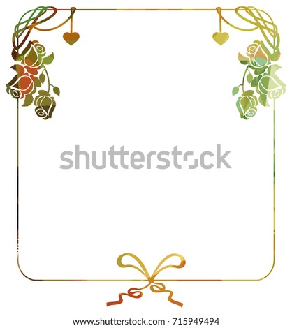 Mosaic frame with stylized roses silhouettes.Raster clip art.