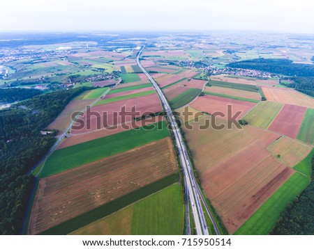 Aerial view of german road shot from drone, Germany