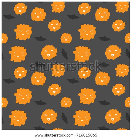 Halloween Cute Doodle Seamless Pattern for Background and Printing