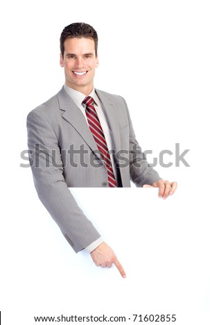 Young  smiling businessman. Isolated over white background
