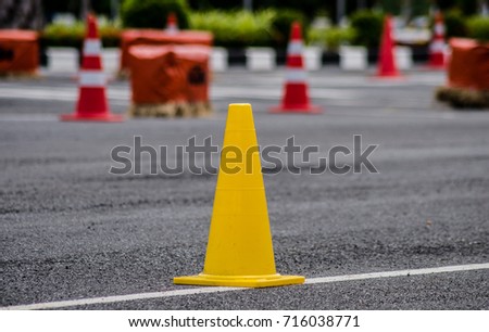 Traffic cones in driving school