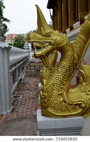 Serpent king or king of naga statue in Thailand. Beautiful dragon king