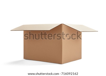 close up of  a cardboard box on white background Royalty-Free Stock Photo #716092162