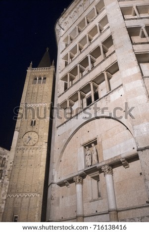 Parma (Emilia Romagna, Italy): the cathedral square at evening