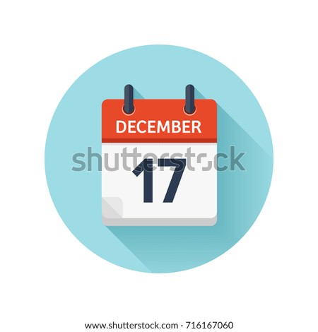 December 17. Vector flat daily calendar icon. Date and time, day, month 2018. Holiday. Season.